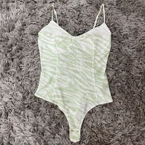 Dynamite Green and White Zebra Print Bodysuit